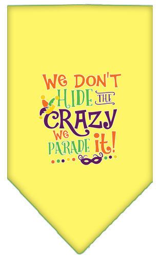 We Don't Hide the Crazy Screen Print Mardi Gras Bandana Yellow Small
